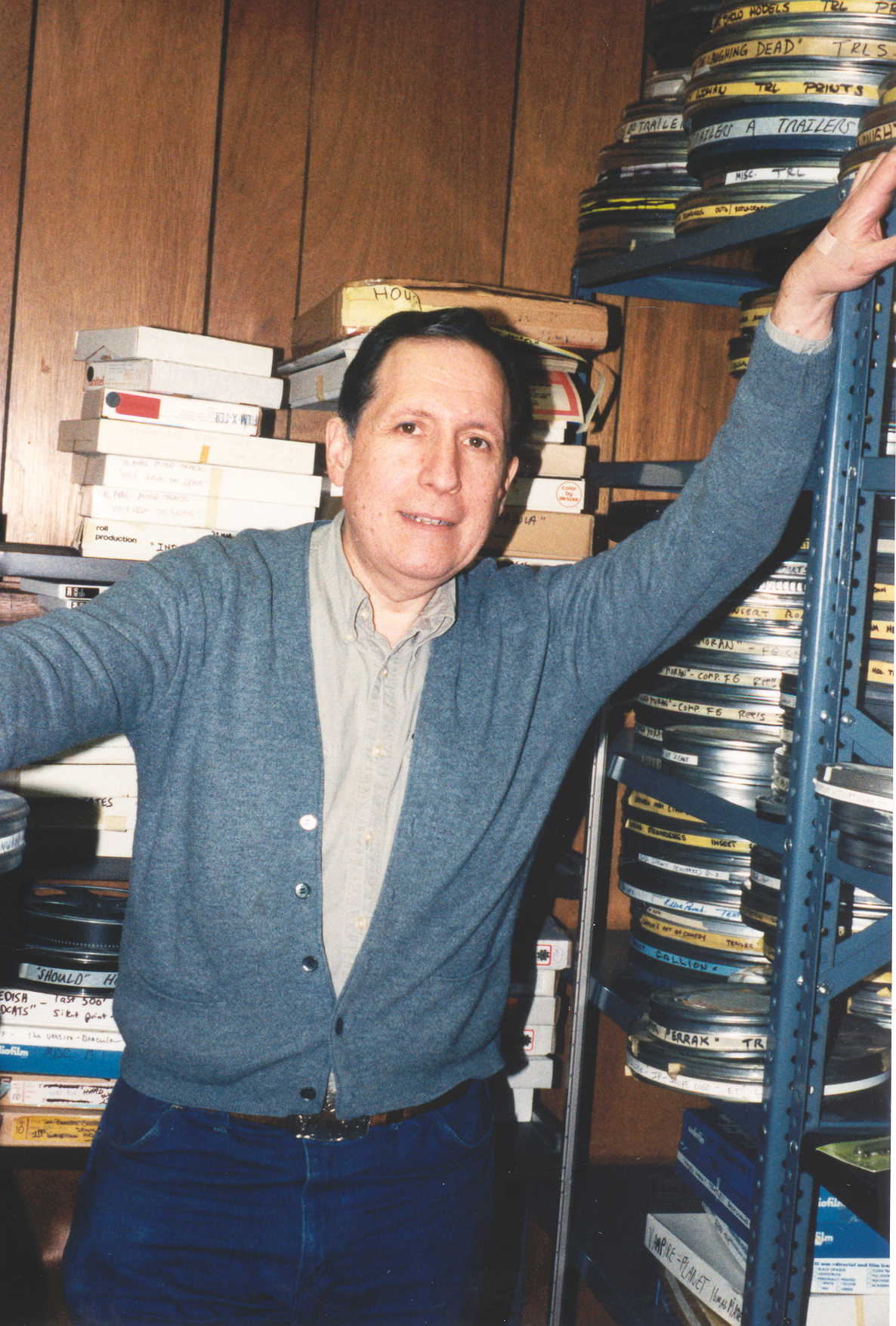 Sam Sherman with film rolls